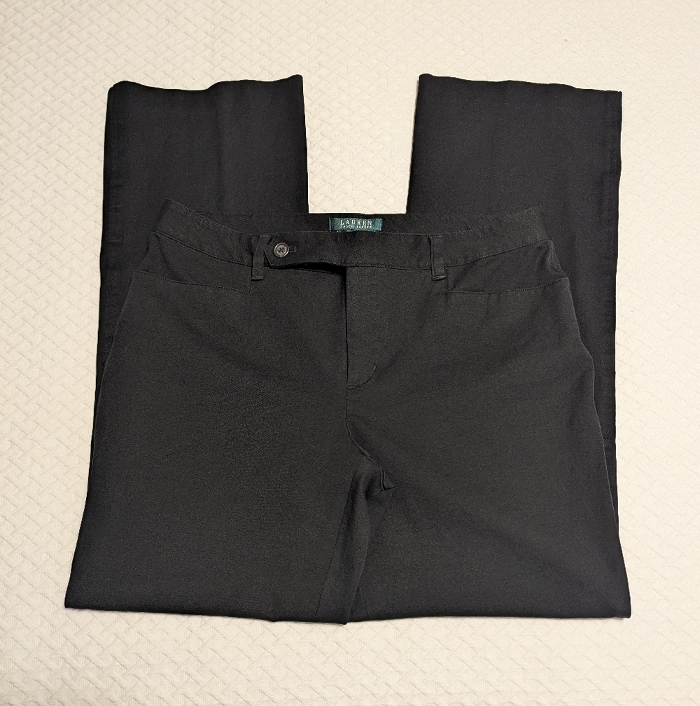Lauren Ralph Lauren Adelle Black Dress Pants Straight Leg Mid Rise Women Sz 12.